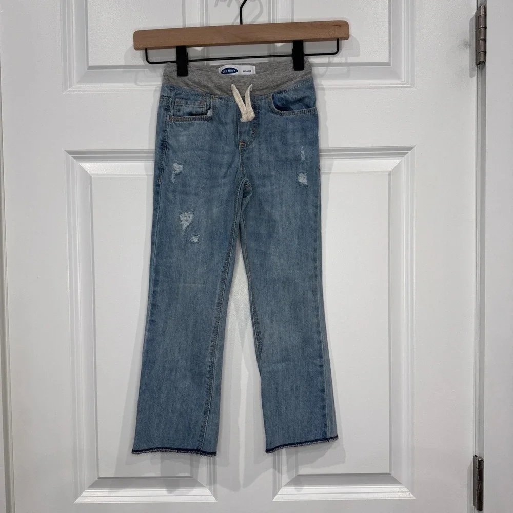 Old Navy Relaxed Distressed Jeans Light Wash Knit Waistband Size 4T Boys‎ Girls